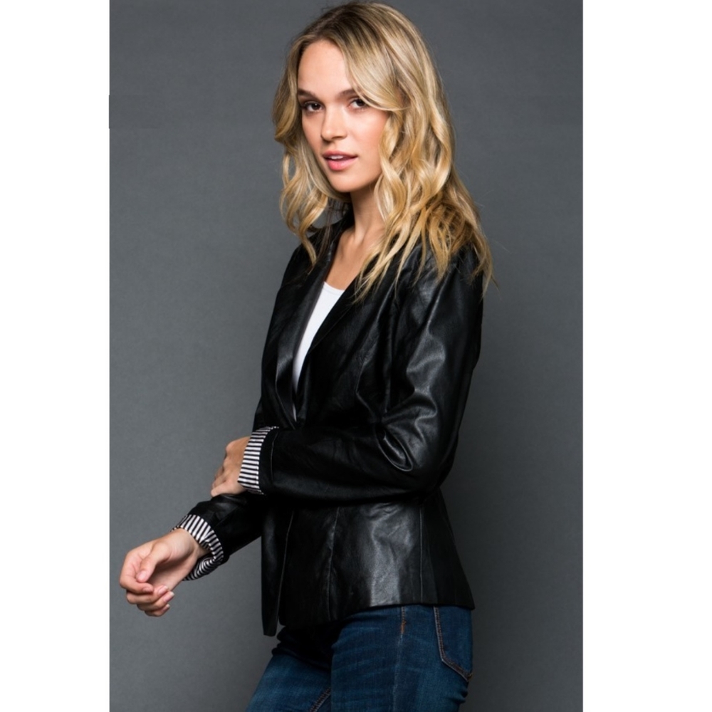 Faux Leather Blazer